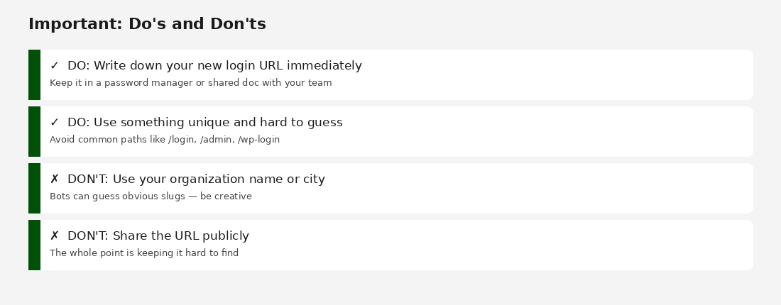 Defender Do's and Don'ts