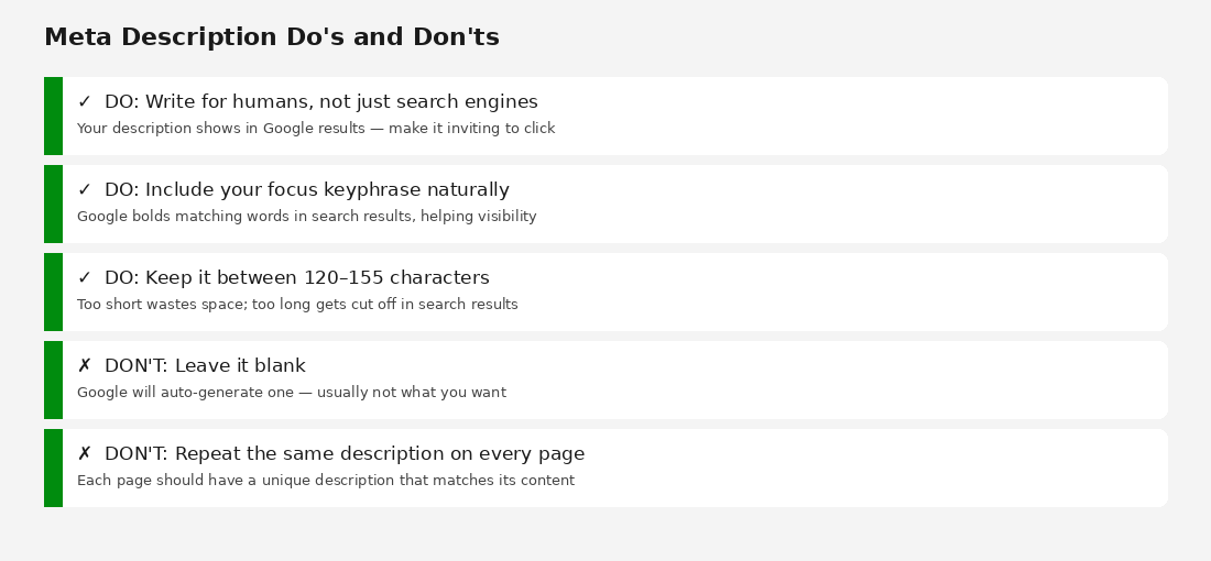 meta description do and don'ts